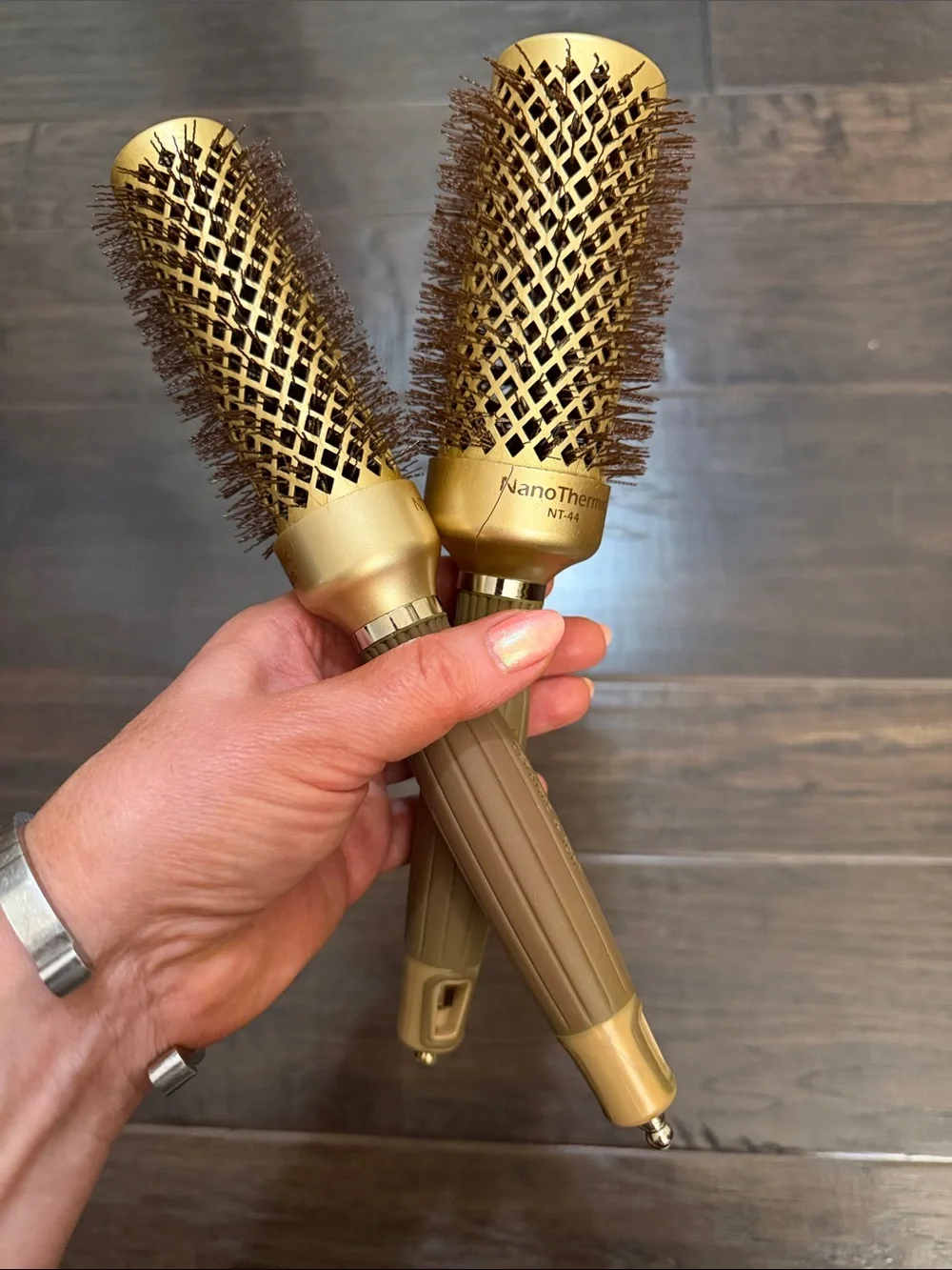 Nanothermic Gold Round Barrel Hair Brushes - Set of 2